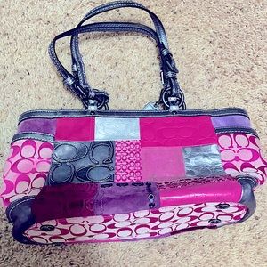 Used colorful coach bag with lots of fun textures!